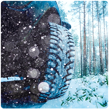 Car driving in snow